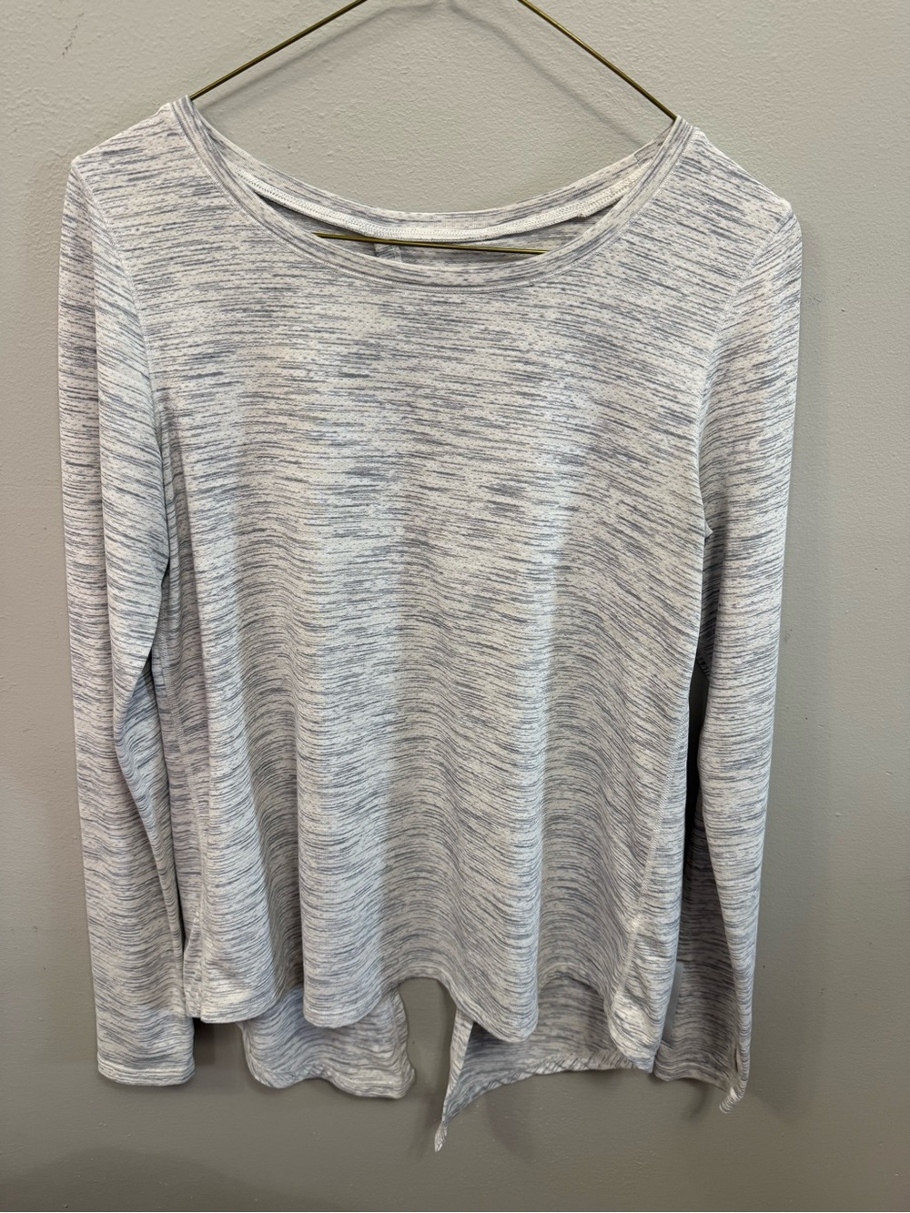 ZYIA Light Gray Heather Long Sleeve Open Back Top Medium